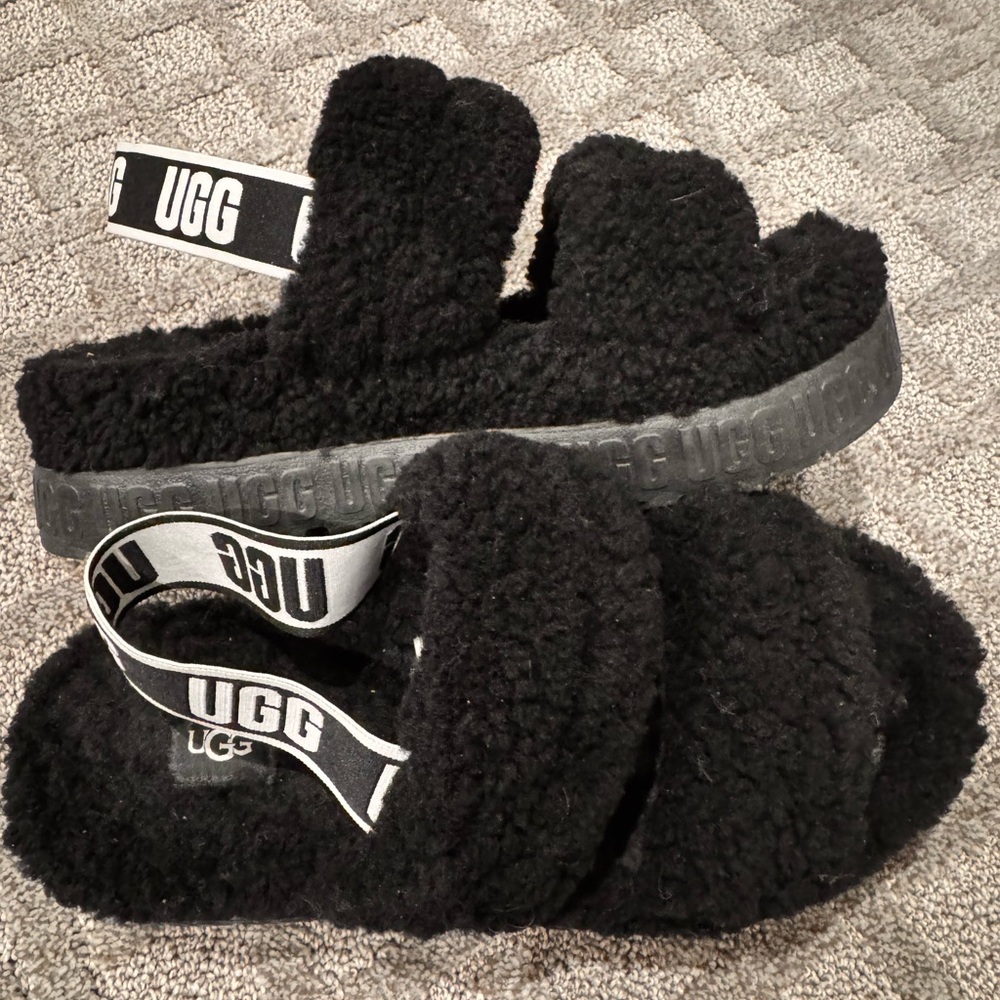 UGG Women’s Black Fluffita Slippers